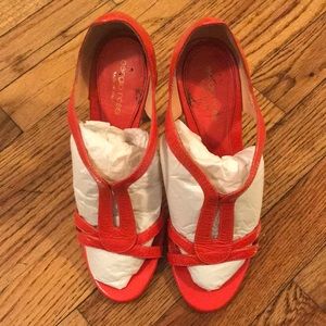 Sergio Rossi orange leather heels size 38